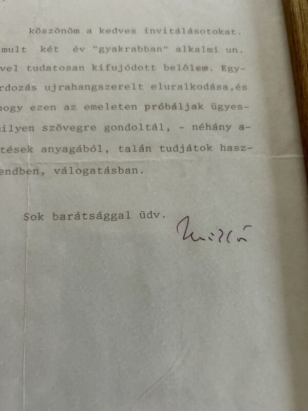 Mészöly Miklós levele Ungvári Tamásnak. 1995. Keretben - Image 2