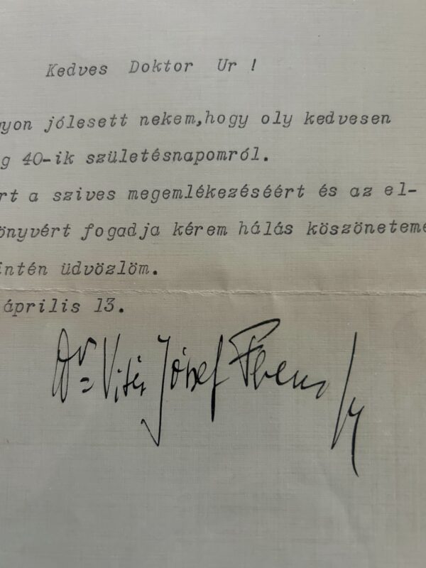 Habsburg-Lotaringiai József Ferenc főherceg levele Völgyesi Ferenc orvos részére, 1935 - Image 2