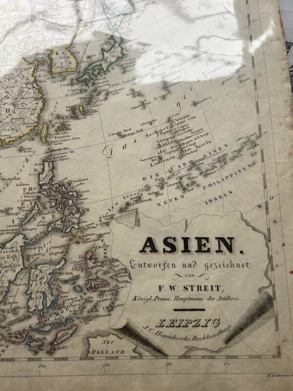 Ázsia – F. W. Streit, Leipzig, 1826, Kézzel színezett rézmetszet térkép, német nyelvű - Image 2